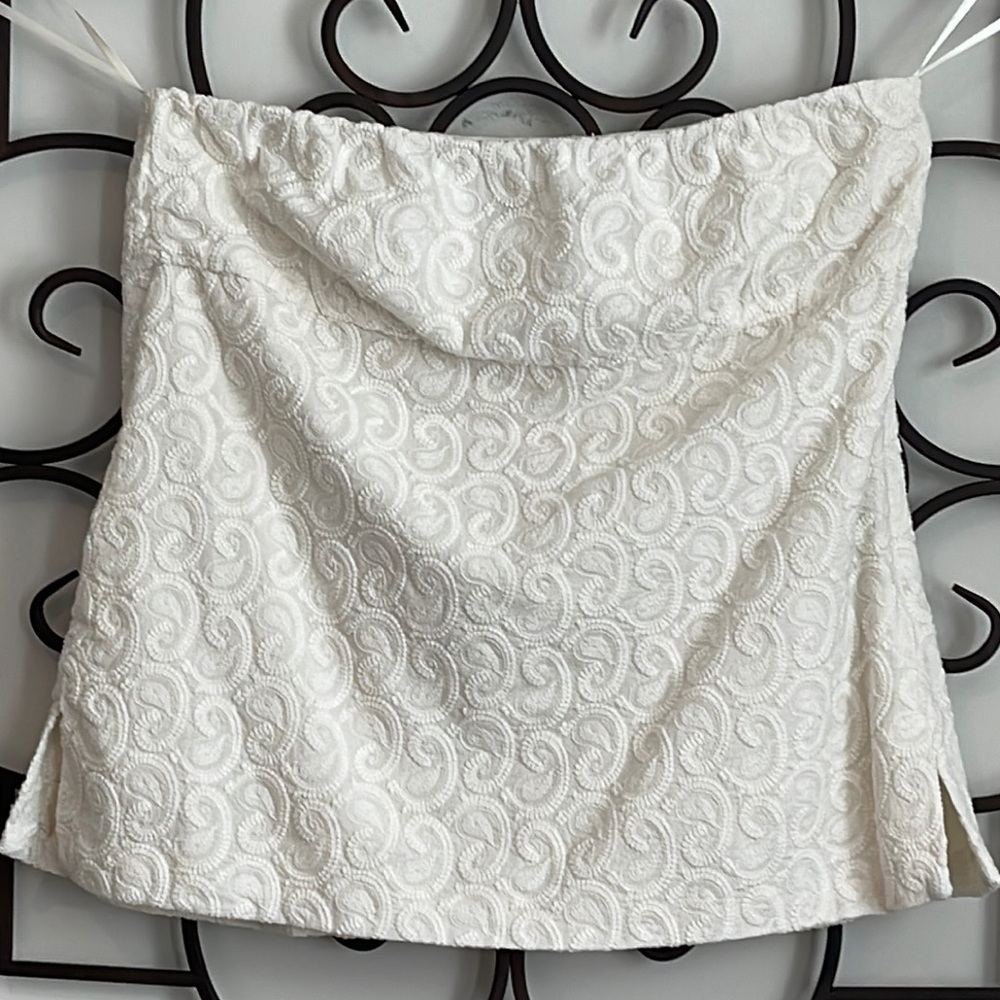 J. CREW STRAPLESS EMBROIDERED TUBE TOP ANTIQUE WHITE SIZE 14